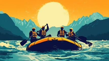 People rafting sport background concept