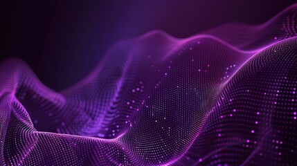 Abstract wave of purple dots creating a digital landscape.