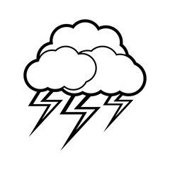 cloud lightning line vector illustration