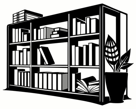 recommend clip art: Bookshelf Black silhouette illustration