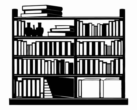 recommend clip art: Bookshelf Black silhouette illustration