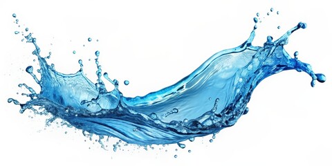 Obraz premium Blue water splash isolated on white background, blue, water, splash, isolated, white, background, liquid, freshness, clean, purity