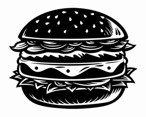 burger black silhouette vector illustration