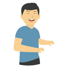 Young People Character Laughing on White Background. Vector Illustration in Simple Cartoon Design.