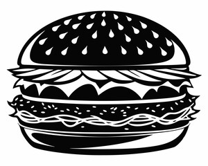 burger black silhouette vector illustration