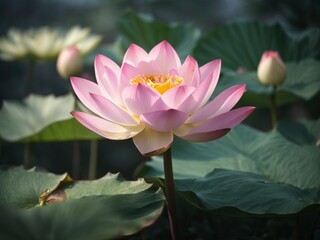 Obraz premium Lotus flower sparkle standing in lake