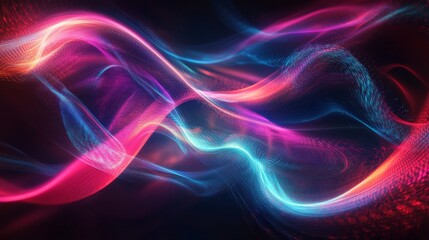 Fototapeta premium Abstract Digital Waveforms with Glowing Pink and Blue Lines