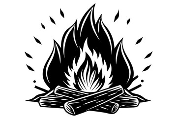 Campfire icon vector,Campfire silhouette