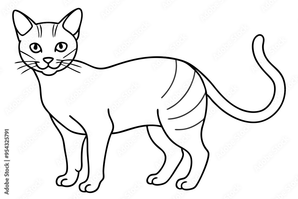 Canvas Prints cat line art illustration