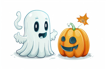 halloween pumpkin and ghost
