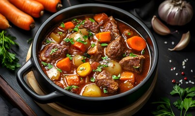 Beef stew with various vegetables, Generative AI