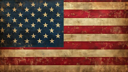Rustic American Flag Wood Background, USA
