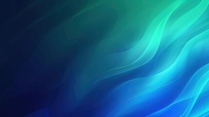 Fototapeta premium A smooth gradient background with flowing waves in shades of blue and green.