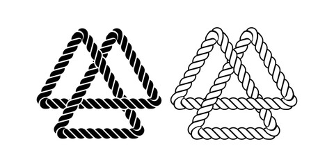 valknut  three interlocked triangles rope icon