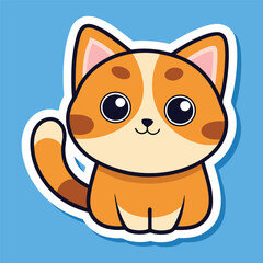 cute kawaii cat sticker vector illustration, cute funny cat sticker
