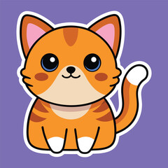 cute kawaii cat sticker vector illustration, cute funny cat sticker