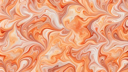 Vibrant coral and peach hues swirl together in an abstract marble-like pattern, evoking a sense of warmth and