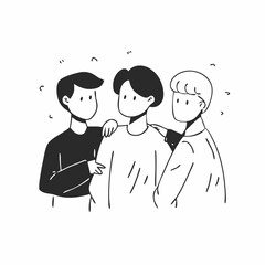 Doodle Friendship character, man and woman doodle together