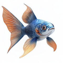 Fototapeta premium Blue and Orange Fish with Long Fins.