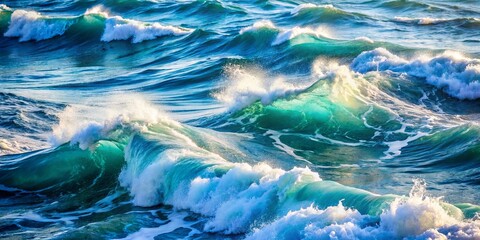 Natural textures of frothy waves and turbulent ripples on agitated sea surface