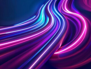 A vibrant, abstract image of neon light trails curving and intertwining against a dark background, creating a dynamic and futuristic visual effect with electric colours.