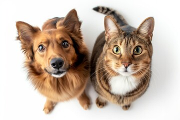 Cat and dog together, one has blurred face shown.