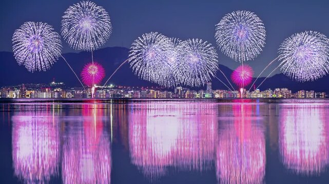 琵琶湖大花火大会のタイムラプス動画