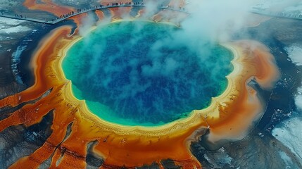 Grand Prismatic Spring Aerial View: Yellowstone National Park