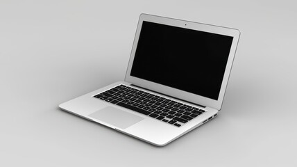 Fototapeta premium Sleek and modern laptop with a blank screen, ideal for showcasing technology and workspace creativity.