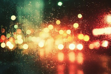 Fototapeta premium Abstract City Lights Through a Rain-Streaked Window