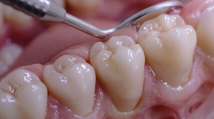 The dentist checks the condition of the patient's teeth and gums. ai generated image
