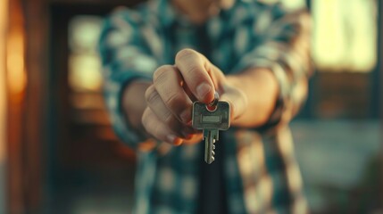 Investor owner holds keys to home commercial realty apartment. ai generated image
