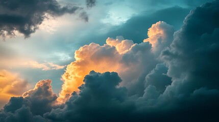 Cold front moving in with heavy clouds and wind, changing weather, turbulent atmosphere