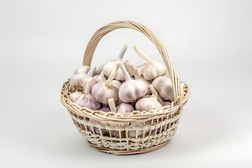 Garlic in a wooden box.