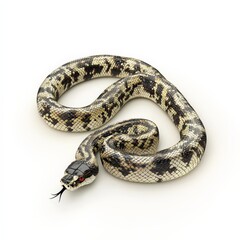 Fototapeta premium Snake with Black and White Scales on a White Background.