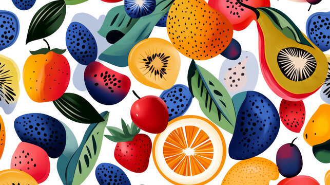Colorful Fruit Pattern Seamless Design Illustration