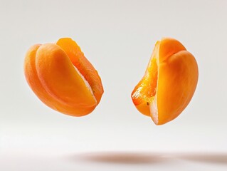 Levitating cherry halves separated