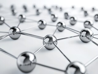 Supply chain network, interconnected nodes and links, 3D illustration