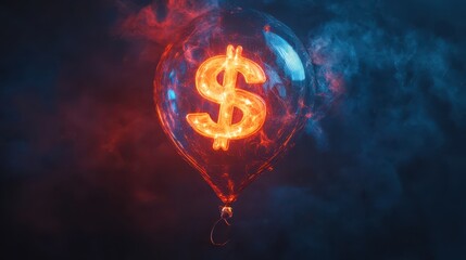 Fototapeta premium Inflation concept, inflating balloon with dollar sign, 3D illustration