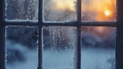 Naklejka premium Frost on window wallpaper