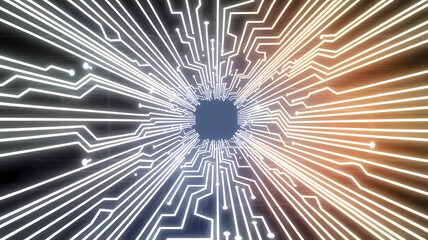 Obraz premium Abstract Cyber Space with Neon Circuitry