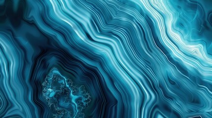 Abstract fluid design with swirling blue and turquoise patterns.