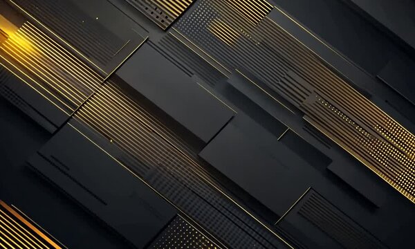 Abstract Geometric Design with Gold and Black Modern Minimalist Style Background