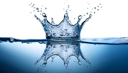 Crown water liquid splash isolated on white background 