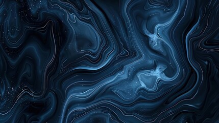 A fluid abstract design featuring swirling dark blue and light blue patterns.