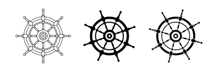Obraz premium boat steering wheel icon set. vintage design isolated on white background