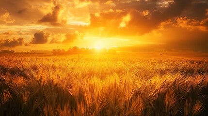 Naklejka premium Golden field wallpaper