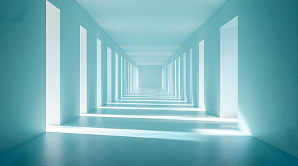 Fototapeta premium Abstract Blue Corridor with Light
