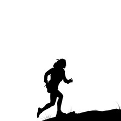 High details of sky running silhouette. Hiking sport. Fit for element design, background, banner, backdrop, cover, logotype. Isolated on black background. Vector Eps 10
