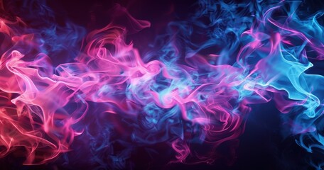 Obraz premium A vibrant swirl of pink and blue smoke, creating an abstract visual effect.